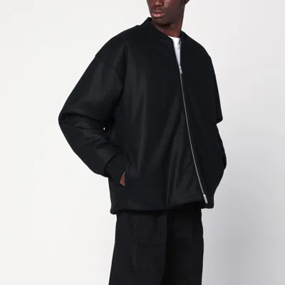 Jil Sander Padded Wool-felt Bomber Jacket In Black