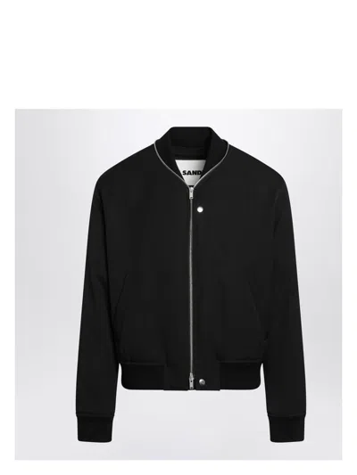 JIL SANDER MEN'S WOOL GABARDINE BOMBER JACKET