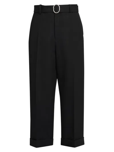 Jil Sander Men's Wool Straight-leg Crop Trousers In Black