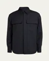 Jil Sander Structured Black Wool Shirt With Button Closure In Navy