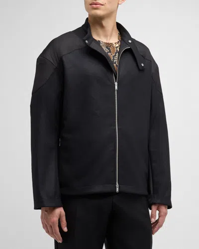 Jil Sander Men's Wool Zip Up Jacket In Black