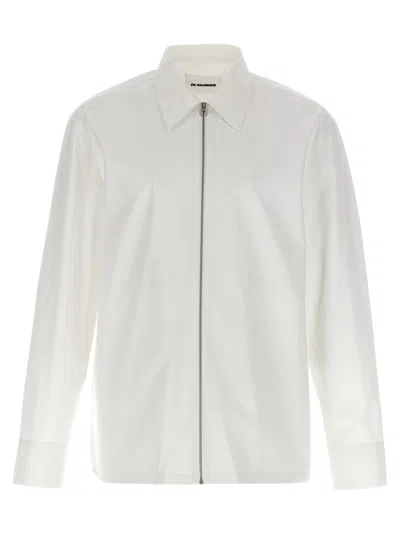 Jil Sander Zippered Shirt With Buttoned Cuffs In White