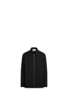 Jil Sander Black Zip-up Shirt With Contrasting Stitching In Tech Fabric Man