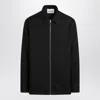 Jil Sander Black Zip-up Shirt With Contrasting Stitching In Tech Fabric Man
