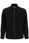 Jil Sander Minimalist Zippered Wool Overshirt In Nero