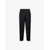 Jil Sander Mens Black Drawstring Wide Tapered-leg Wool Gabardine Trousers In Black