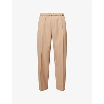 Jil Sander Mens Clay Drawstring Wide Tapered-leg Wool Gabardine Trousers In Neutral