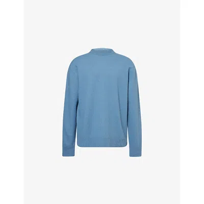 Jil Sander Mens Cornflower Relaxed-fit Crewneck Wool-knit Jumper In Blue