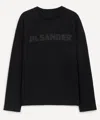 Jil Sander Men Black Long Sleeve T-shirt With Front Logo Print In Cotton Man