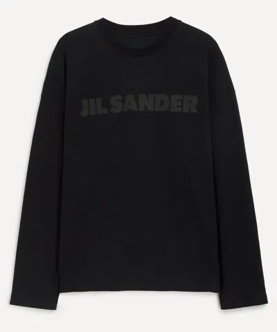 Jil Sander Relaxed-fit Cotton T-shirt With Tonal Logo Print In Black