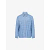 Jil Sander Mens Summer Kite Check-print Regular-fit Wool And Linen Shirt In Blue