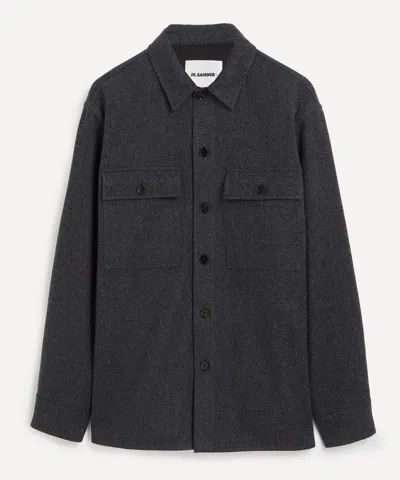 Jil Sander Mens Wool Shirt Jacket In Gray