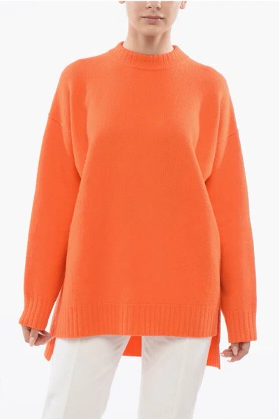 Jil Sander Merino Over Sweater With Slits In Orange