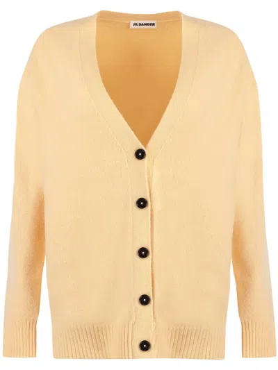 Jil Sander Merino Wool Cardigan In Yellow