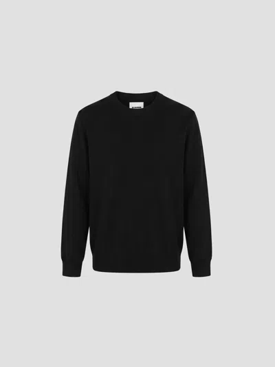 Jil Sander Merino Wool Crewneck Sweater With Long Sleeves In Black