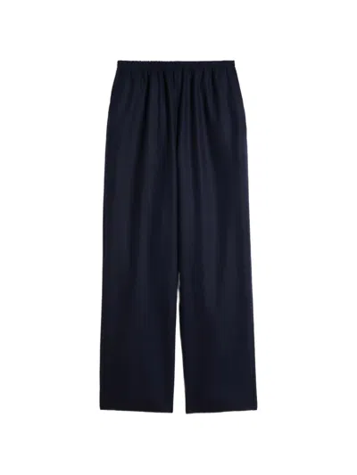 Jil Sander Merino Wool Flannel Trousers In Blue