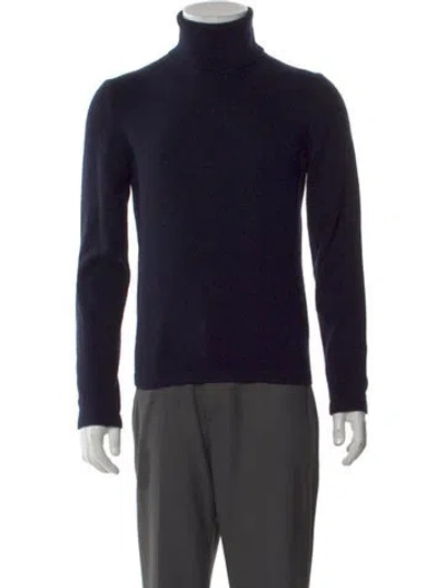 Pre-owned Jil Sander Merino Wool Turtleneck Pullover In Blue