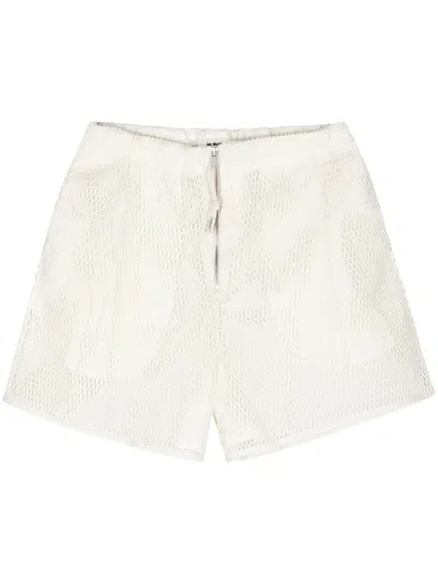 Jil Sander Mesh Cotton Shorts In Neutrals