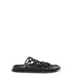 Jil Sander Mesh Leather Sandals In Black