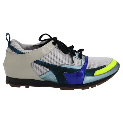 Jil Sander Mesh Low Sneakers In Multicolor Suede