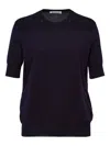 Jil Sander Mesh-panel Short-sleeve Top In Blue