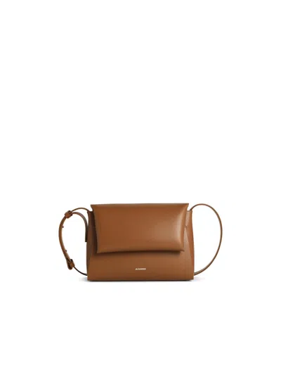 Jil Sander 'messenger' Brown Lear Crossbody Bag