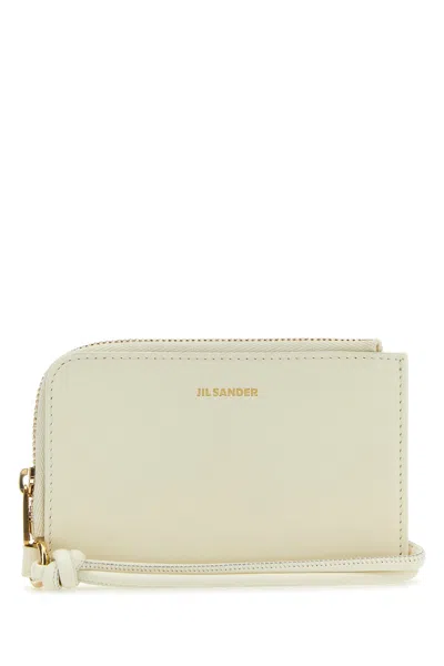 Jil Sander Metal Fibre Wallet In Beige