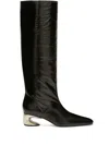 Jil Sander Metal-heel Leather Knee Boots In Black