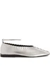 Jil Sander Metallic Ballet Flats In Silver