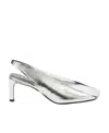 Jil Sander Metallic-finish Square Toe Leather Pumps In Gray