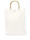 Jil Sander White Tote Bag With Bamboo Handles In Weiss