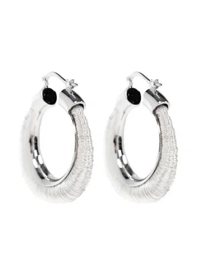 Jil Sander Metallic Hoop Earrings In Silver