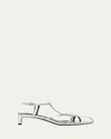 Jil Sander Metallic Kitten T-strap Sandals In Gray
