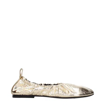 Jil Sander Metallic Leather Ballet Flat In Animal Print