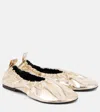 Jil Sander Leather Ballerinas Metallic Finish In Silver