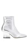 Jil Sander Metallic Leather Block-heel Boot In Silver