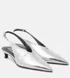 Jil Sander 35mm Metallic Leather Slingbacks In Silver