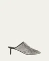 Jil Sander Metallic Mesh Stiletto Mule Pumps In Nikel