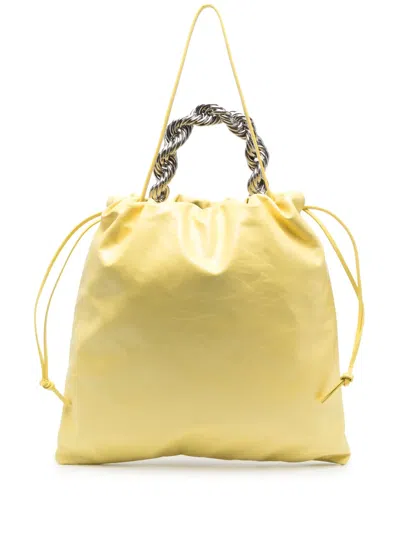 Jil Sander Yellow Metallic Top-handle Tote Bag