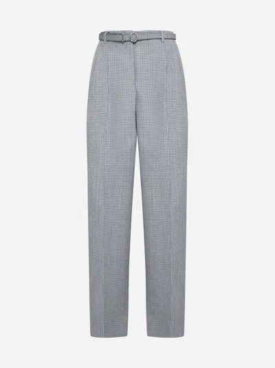 JIL SANDER MICRO-CHECK WOOL TROUSERS