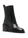 Jil Sander Mid-height Block Heel Black Ankle Boot With Stretch Panel In Black