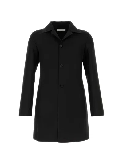 Jil Sander Wool Blend Coat Long Sleeves Design In Black