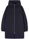 Jil Sander Mid-length Hooded Down Jacket In Blue