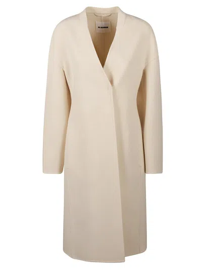Jil Sander Mid-length Long-sleeved Coat In Cream