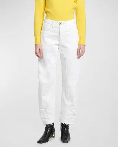 Jil Sander Mid-rise Straight-leg Raw-hem Denim Trousers In Porcelain