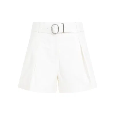 JIL SANDER MID WAIST OPTIC WHITE COTTON SHORTS