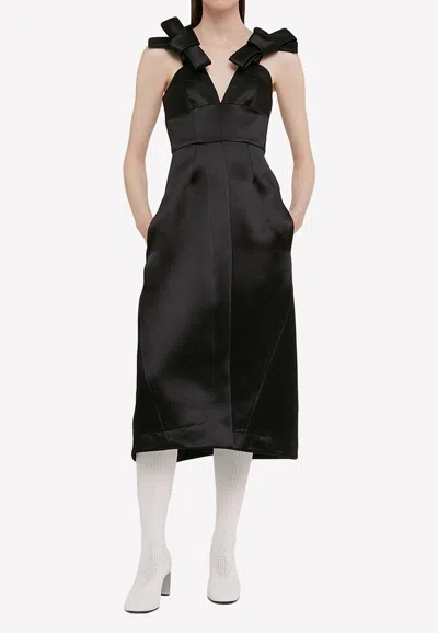 JIL SANDER MIDI BOW-EMBELLISHED SATIN DRESS,J03CT0006-J75001-001
