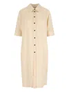 Jil Sander Short Sleeves Knee Length Dress In Neutral