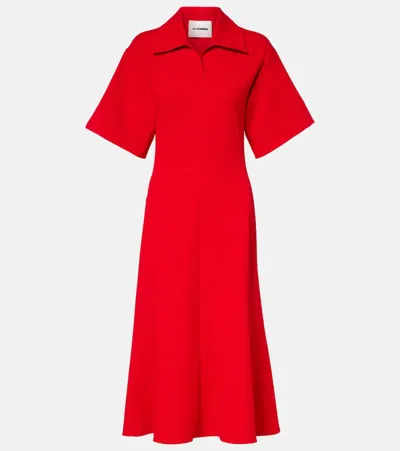 Jil Sander Midi Dress In Red