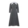 Jil Sander Mid-length Wool Dress With Contrasting Collar In Gray